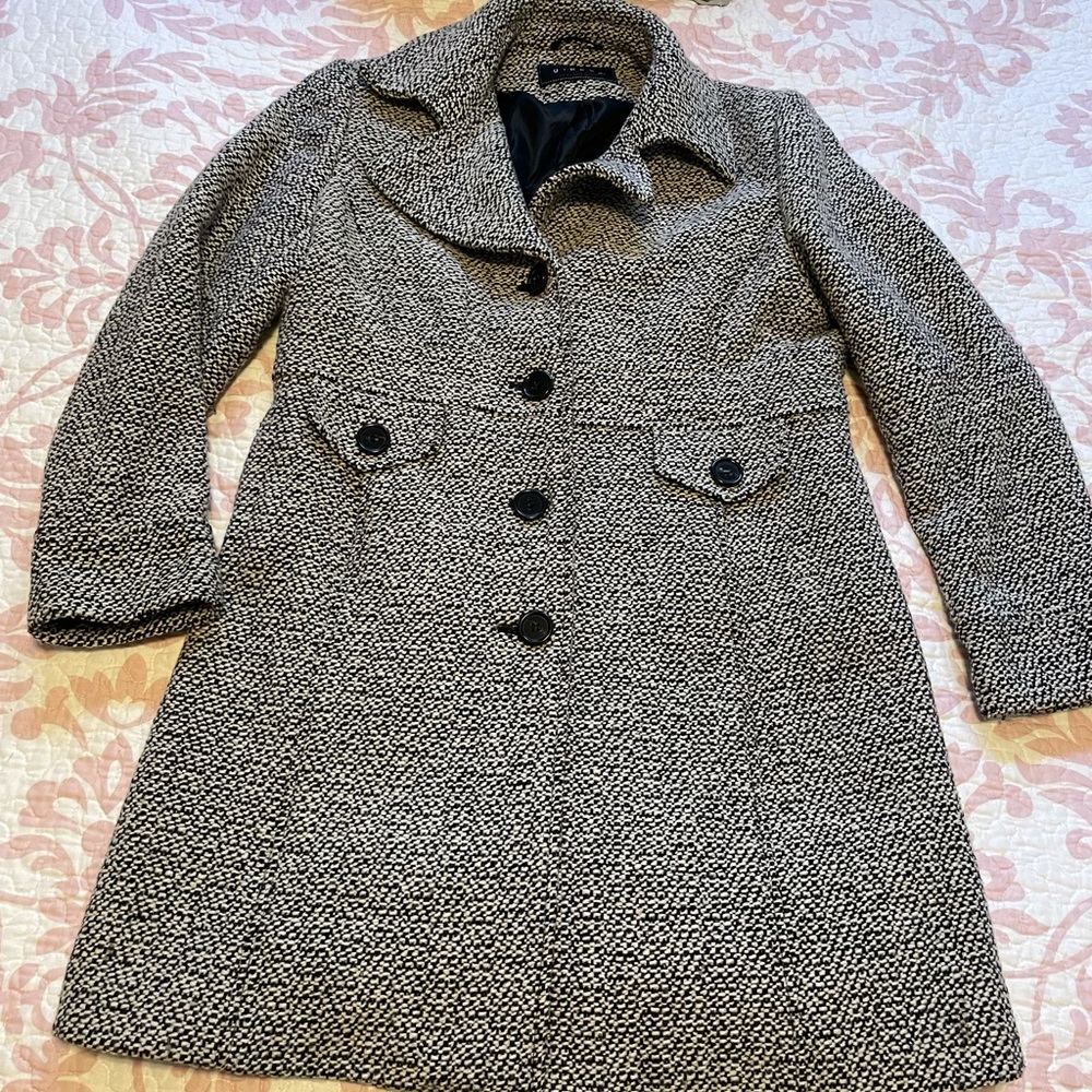 Giacca Gallery tweed overcoat black, gray & white size L